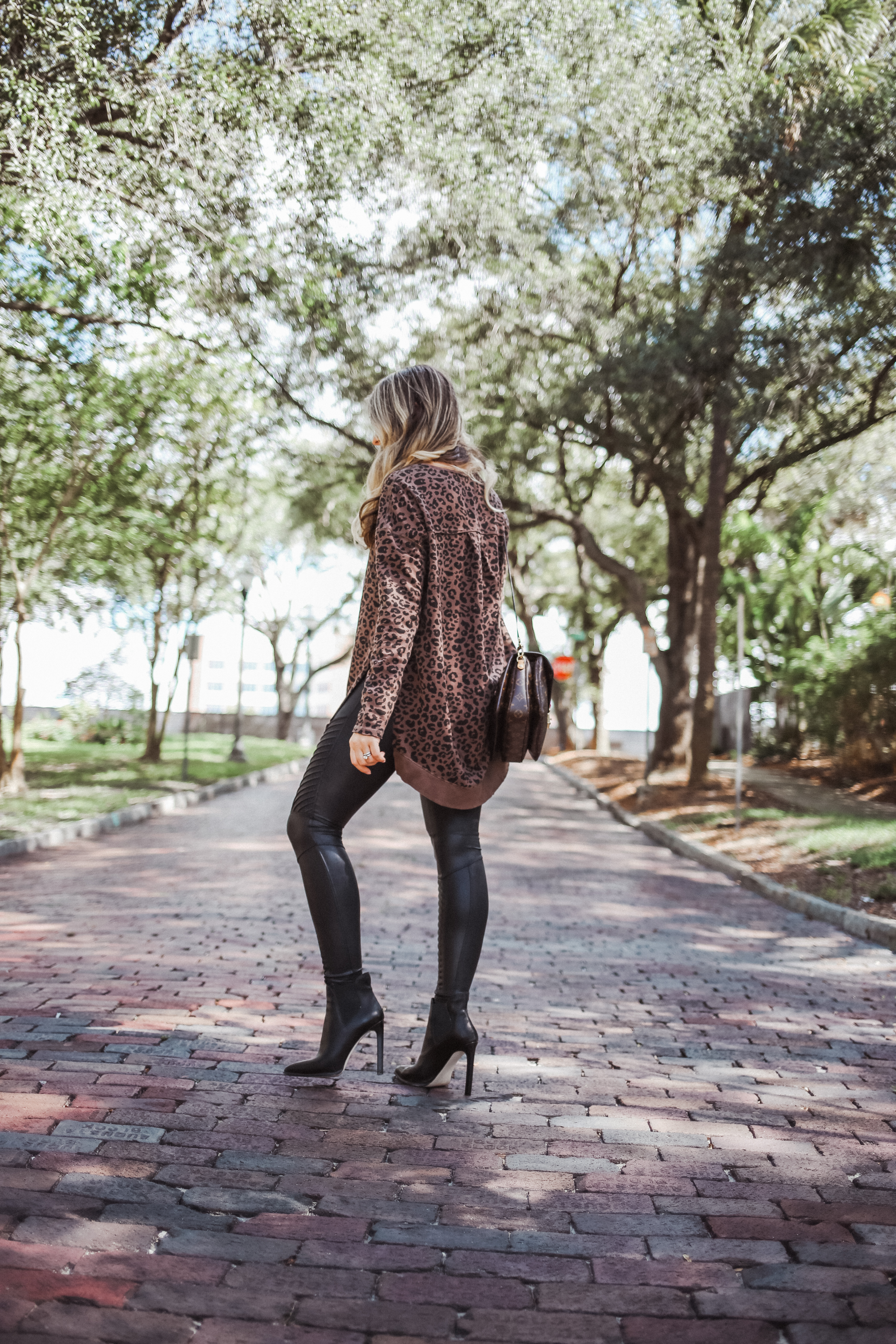 Leather Leggings + White Leopard Sweater - Kentucky Girl Ramblings